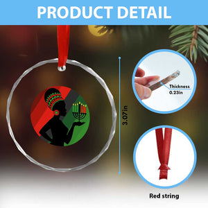 African Woman With Kinara Crystal Glass Ornament Happy Kwanzaa Cultural Pride Gift - Print Your Wear