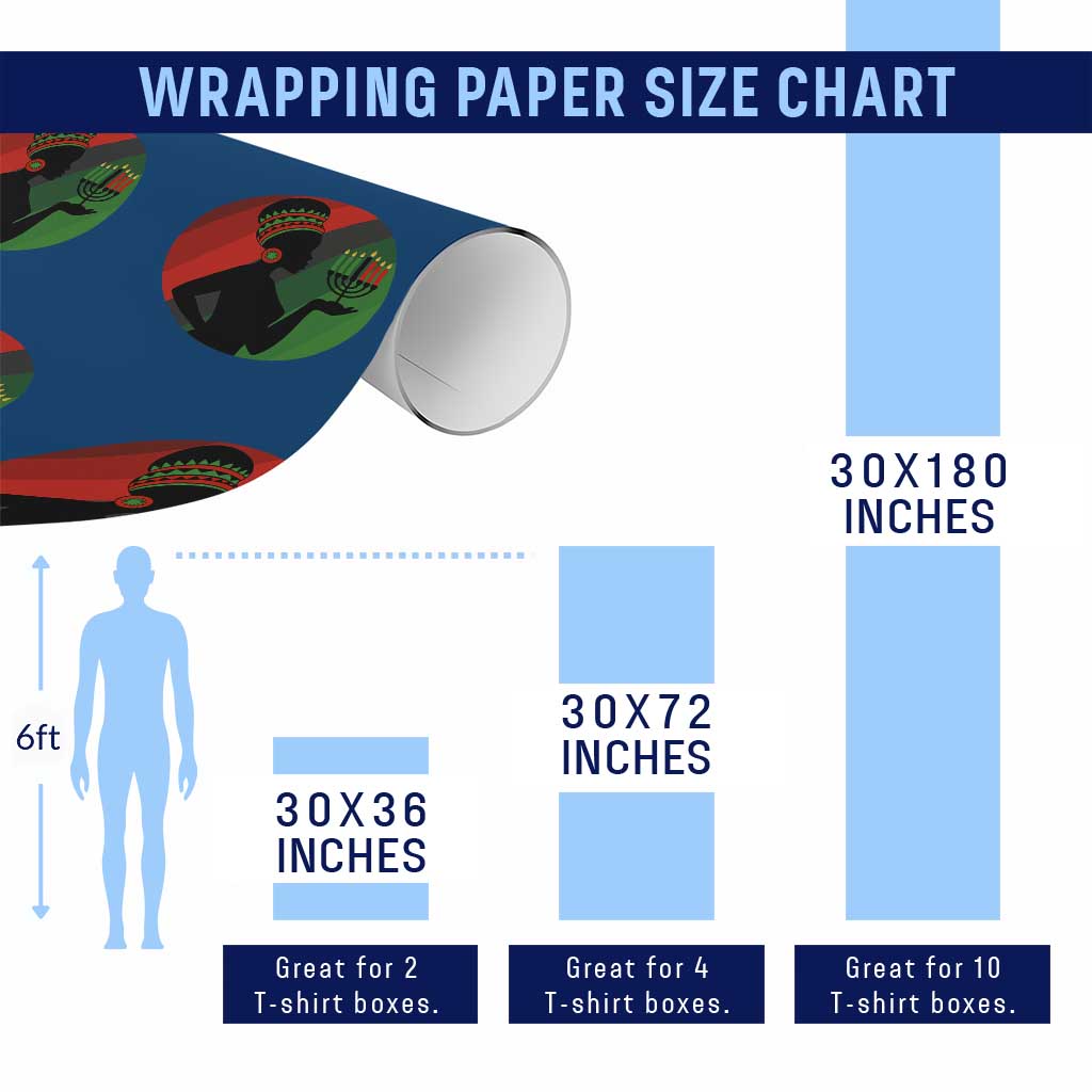 African Woman With Kinara Wrapping Paper Roll Happy Kwanzaa Cultural Pride Gift TS12 Print Your Wear
