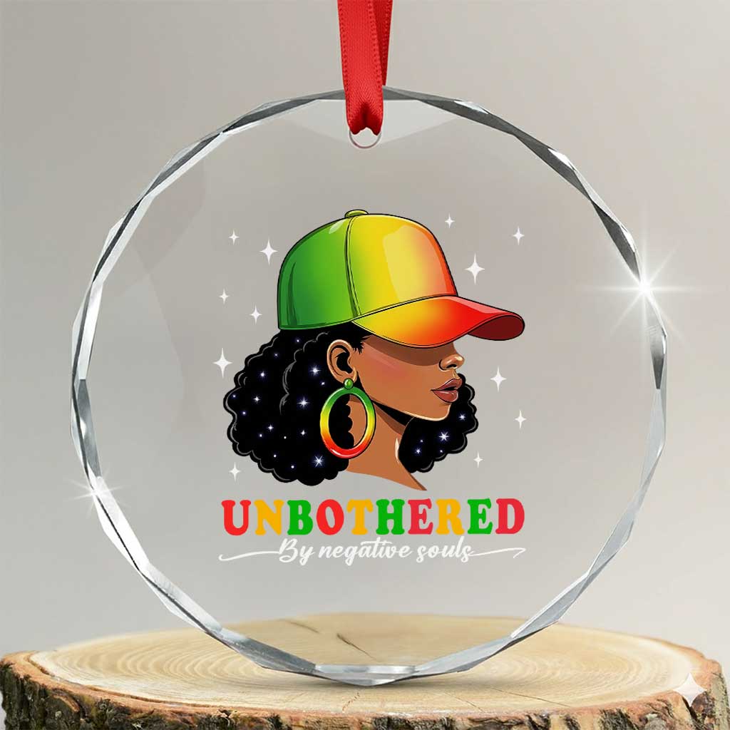 Afro African American Crystal Glass Ornament Unbothered By Negative Souls Black Sassy Queen TS14 Transparent Glass 3'' Circle Print Your Wear