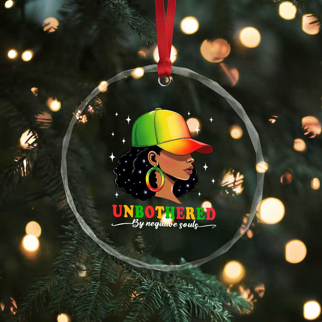Afro African American Crystal Glass Ornament Unbothered By Negative Souls Black Sassy Queen TS14 Print Your Wear