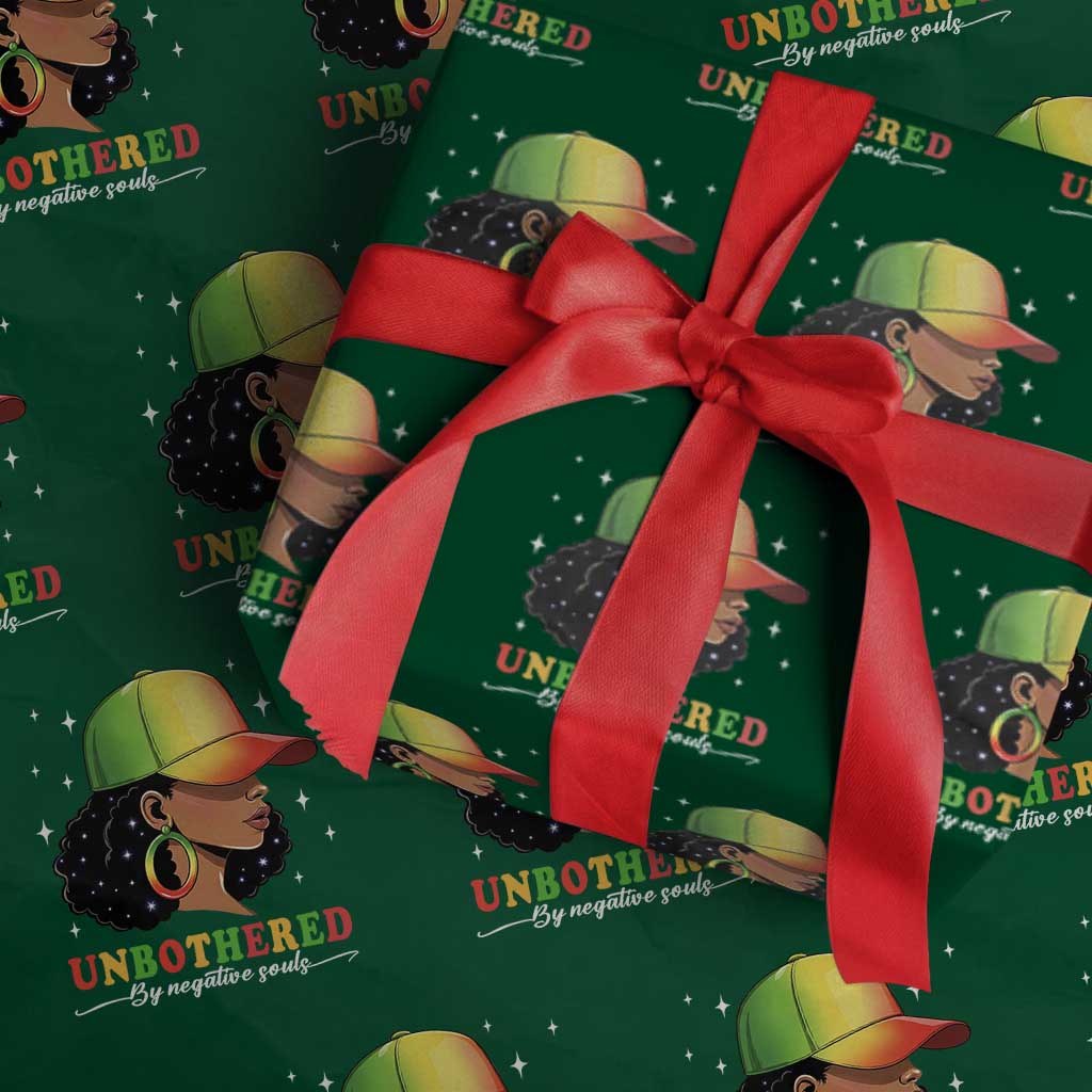 Afro African American Wrapping Paper Roll Unbothered By Negative Souls Black Sassy Queen TS14 Green Print Your Wear