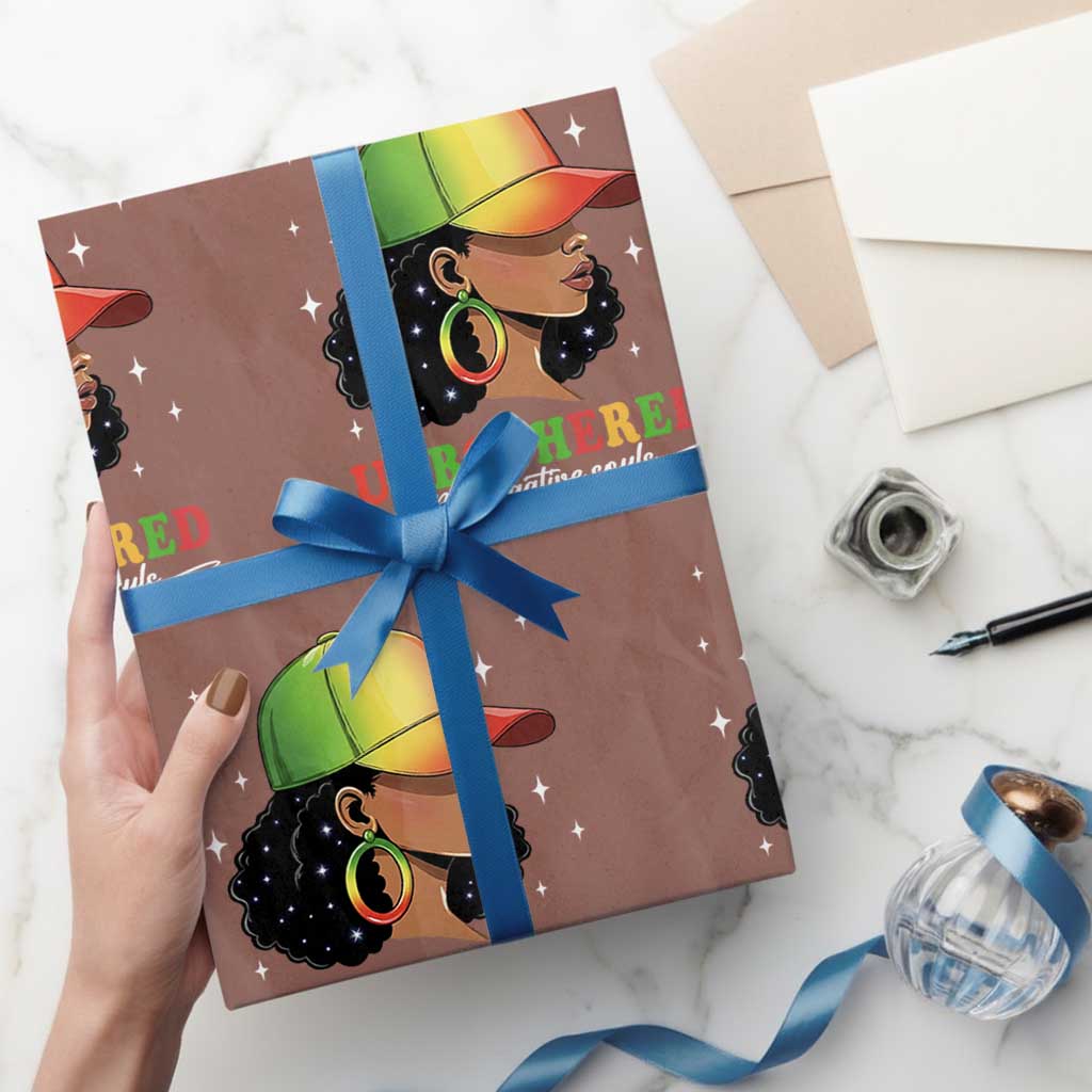 Afro African American Wrapping Paper Roll Unbothered By Negative Souls Black Sassy Queen TS14 Mocha Print Your Wear