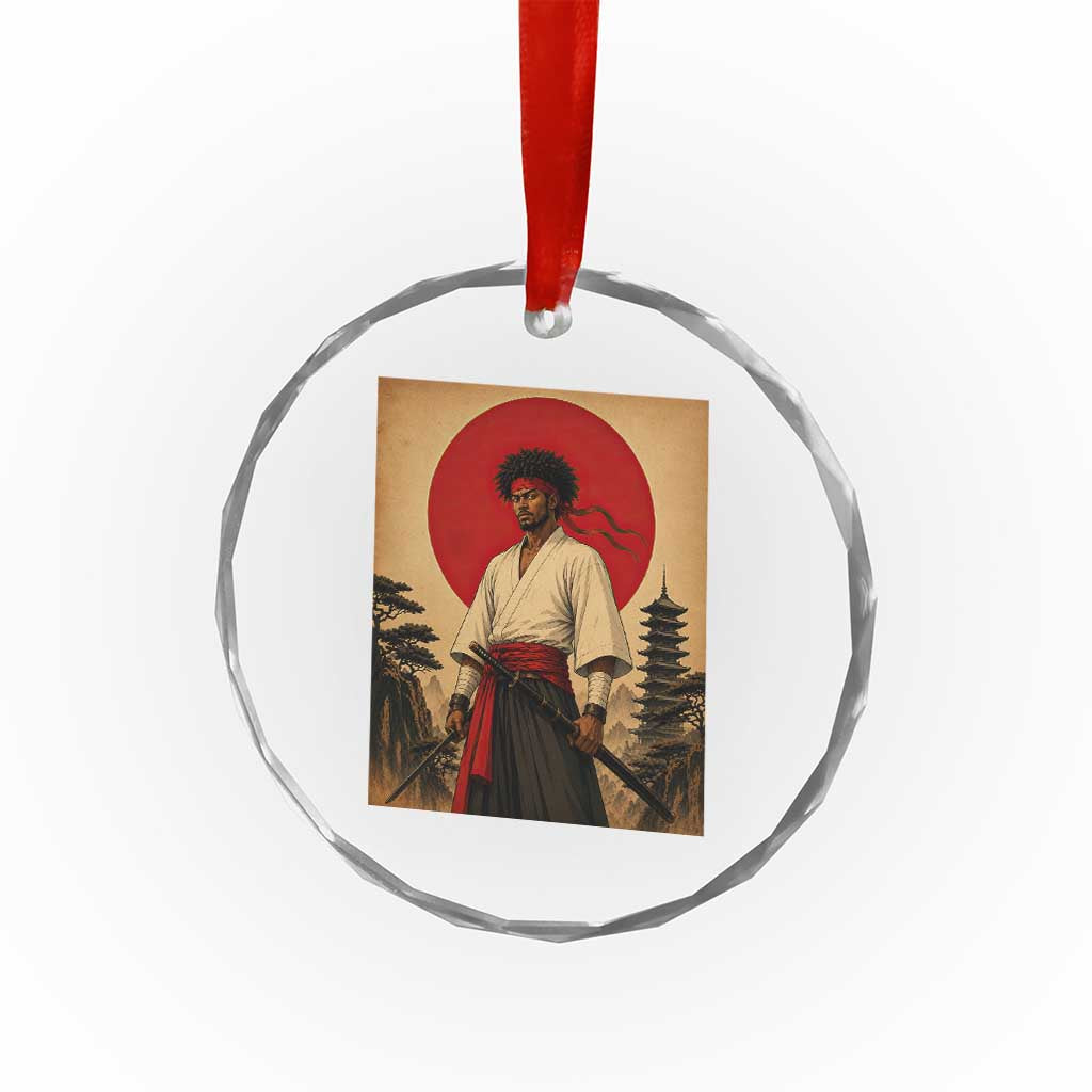 Afro American Samurai Bushido Warrior Crystal Glass Ornament Vintage Japanese Ukiyoe Graphic