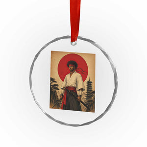 Afro American Samurai Bushido Warrior Crystal Glass Ornament Vintage Japanese Ukiyoe Graphic