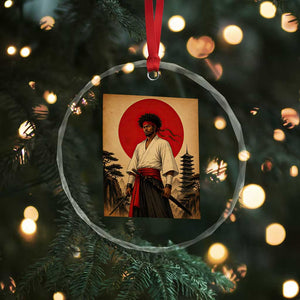 Afro American Samurai Bushido Warrior Crystal Glass Ornament Vintage Japanese Ukiyoe Graphic
