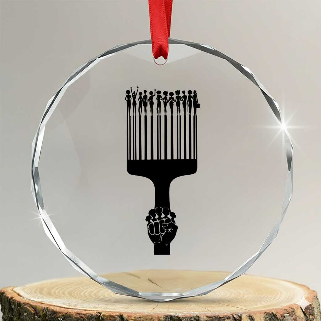 Afro Pick Comb Strong Black Power Fist Crystal Glass Ornament TS11 Transparent Glass 3'' Circle Print Your Wear