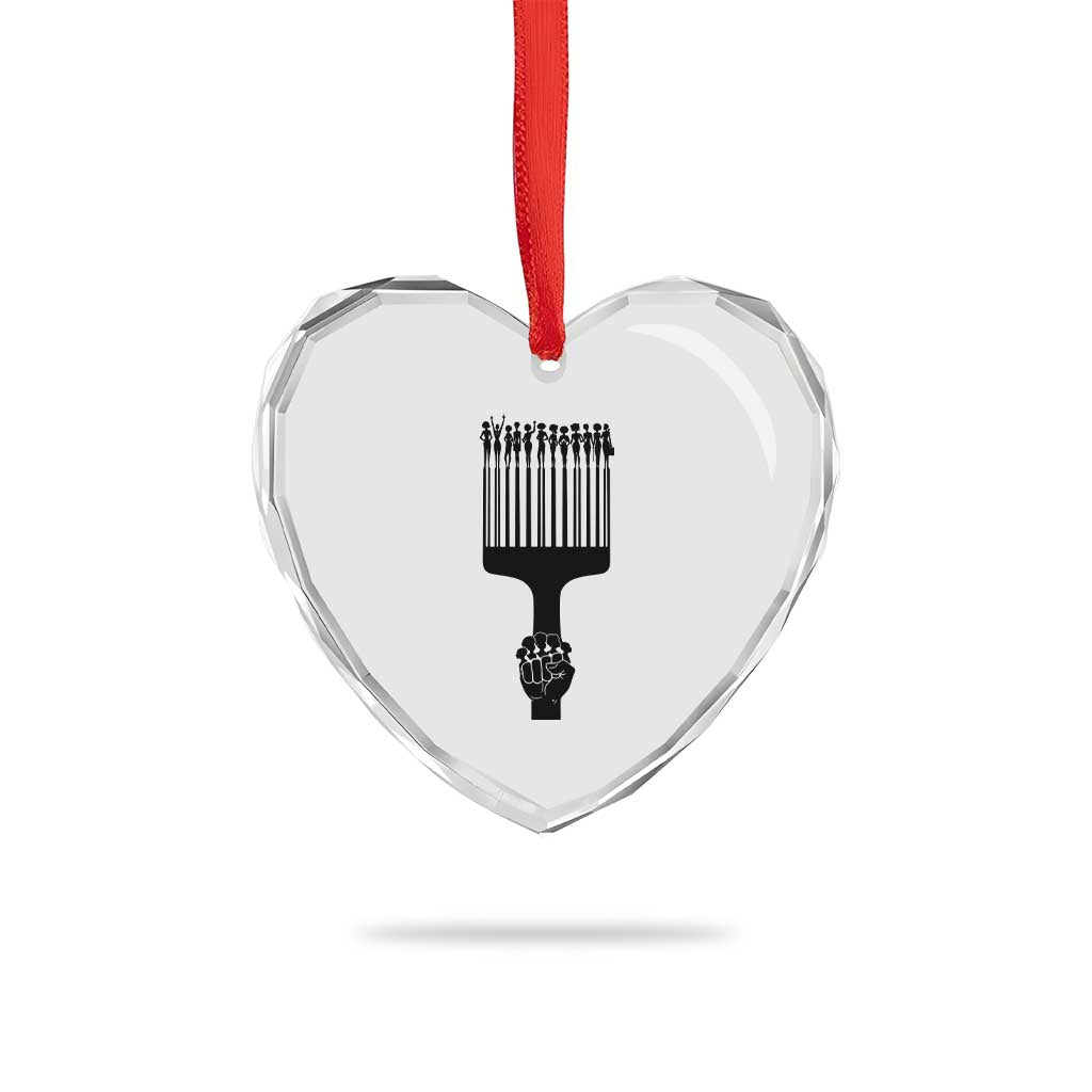 Afro Pick Comb Strong Black Power Fist Heart Crystal Glass Ornament TS11 Print Your Wear