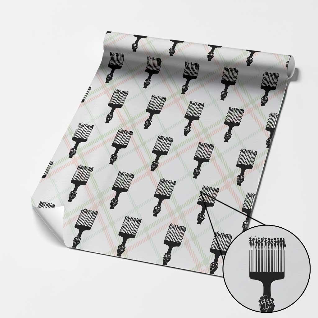Afro Pick Comb Strong Black Power Fist Wrapping Paper Roll TS11 Christmas Plaid Print Your Wear
