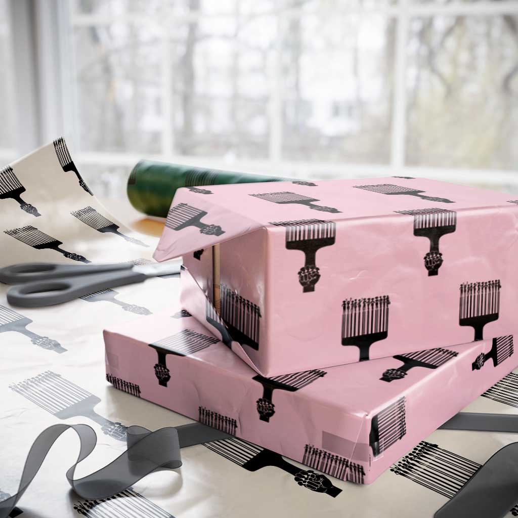 Afro Pick Comb Strong Black Power Fist Wrapping Paper Roll TS11 Light Pink Print Your Wear