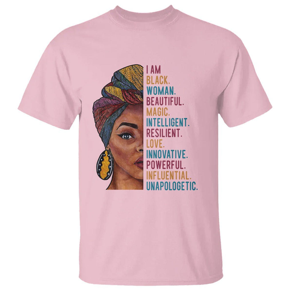 Afro Woman T Shirt Beautiful Magic TS01 Light Pink Printyourwear