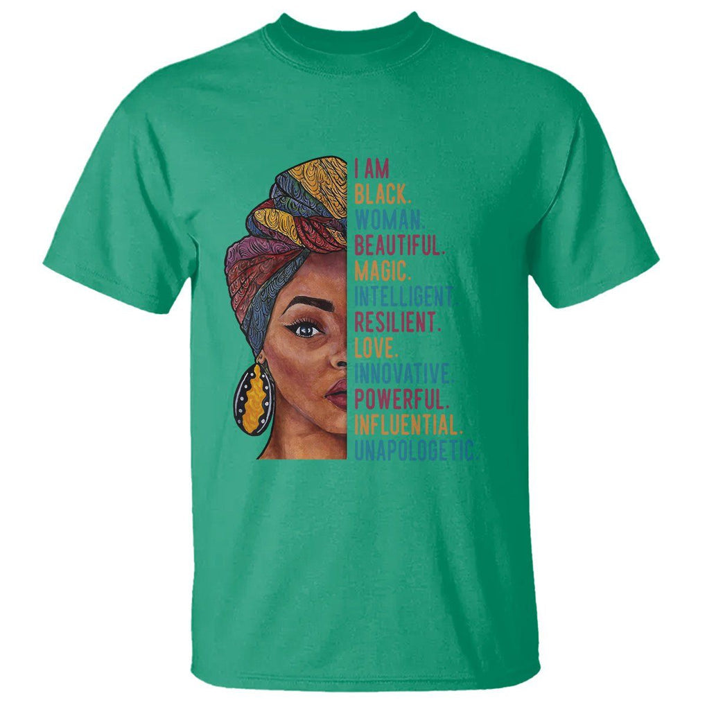 Afro Woman T Shirt Beautiful Magic TS01 Irish Green Printyourwear
