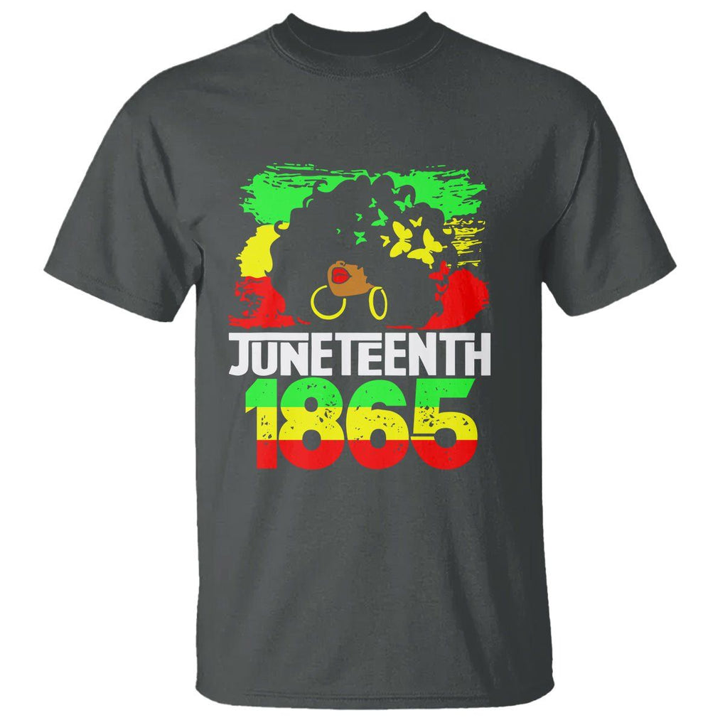 Afro Woman T Shirt Juneteenth 1865 Black Pride TS01 Dark Heather Printyourwear