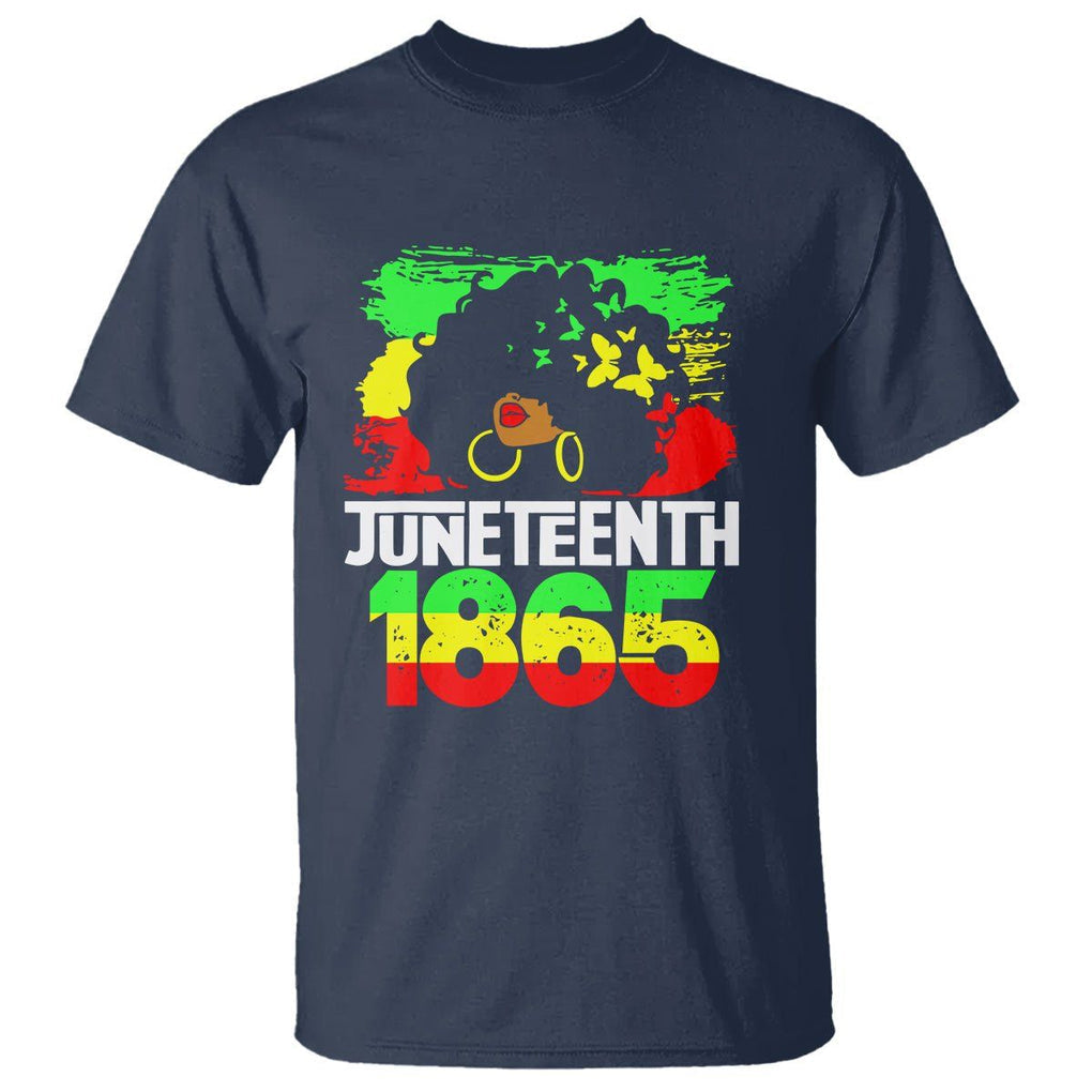 Afro Woman T Shirt Juneteenth 1865 Black Pride TS01 Navy Printyourwear