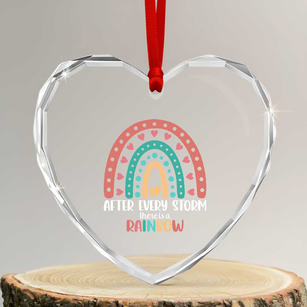 After Every Storm There Is A Rainbow Heart Crystal Glass Ornament Pregnancy Announcement TS11 Transparent Glass 3'' Heart Print Your Wear
