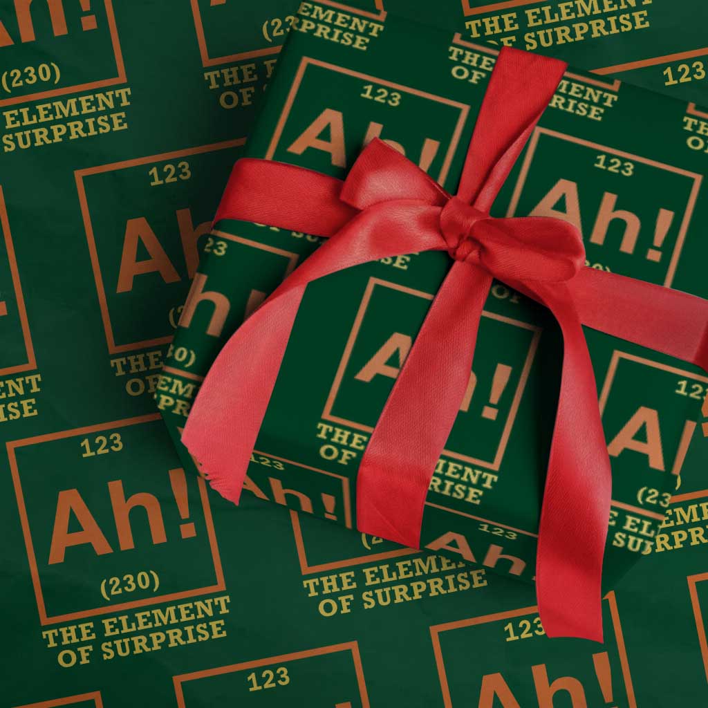 Ah The Element Of Surprise Wrapping Paper Roll Chemistry Science Humor Retro Periodic Table TS11 Green Print Your Wear