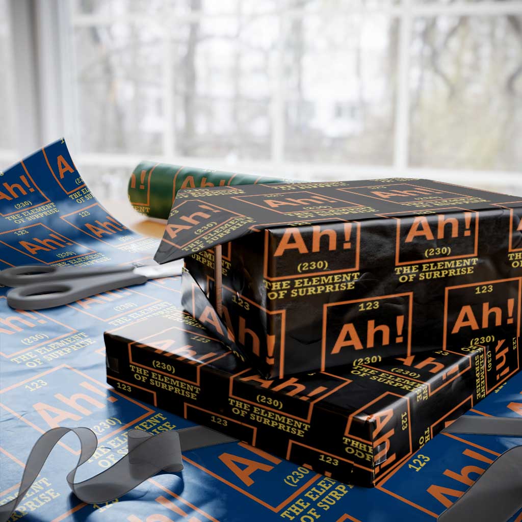 Ah The Element Of Surprise Wrapping Paper Roll Chemistry Science Humor Retro Periodic Table TS11 Black Print Your Wear
