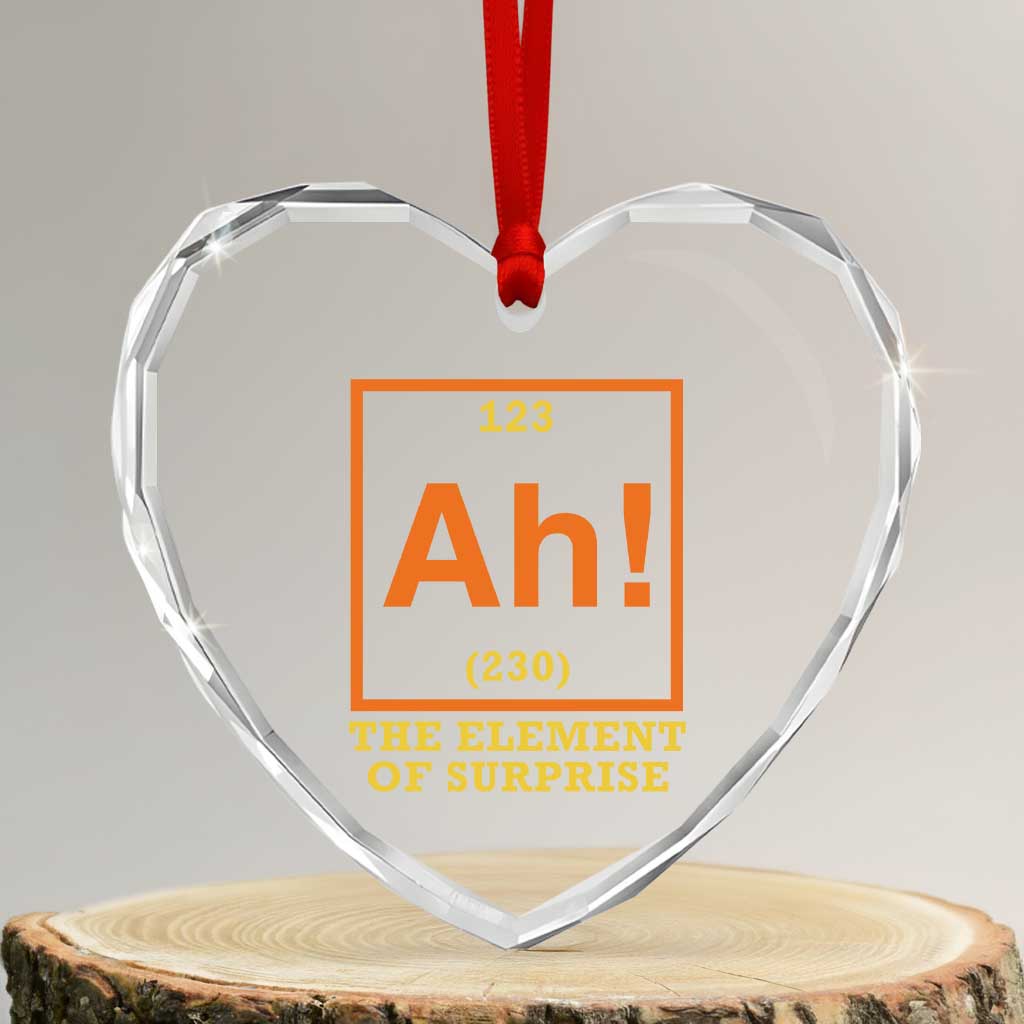 Ah The Element Of Surprise Heart Crystal Glass Ornament Chemistry Science Humor Retro Periodic Table TS11 Transparent Glass 3'' Heart Print Your Wear