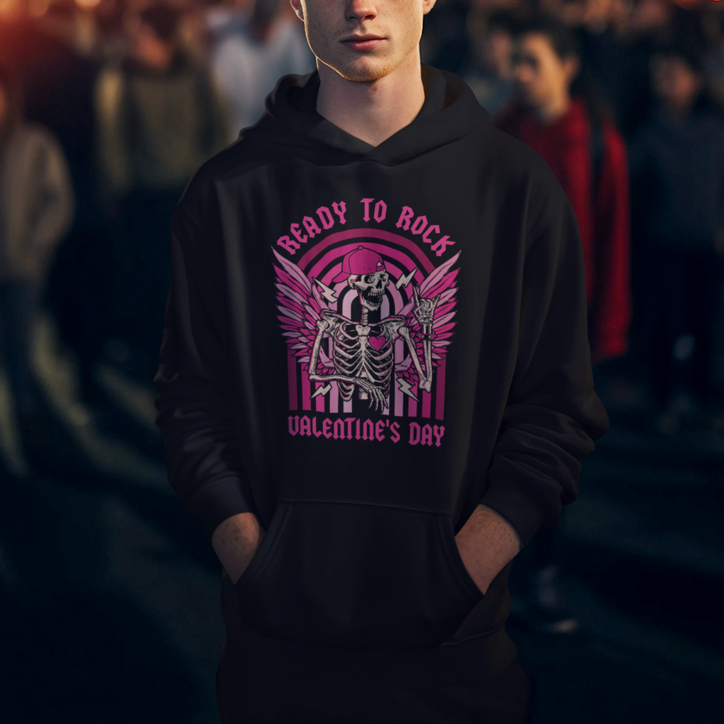 Skeleton Ready To Rock Valentine's Day Hoodie TS09 Printyourwear