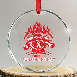 AIDS Awareness Crystal Glass Ornament Ribbon HIV Tackle Football Gift TS12 Transparent Glass 3'' Circle Print Your Wear