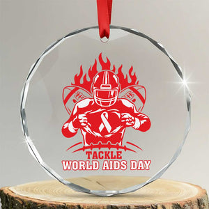 AIDS Awareness Crystal Glass Ornament Ribbon HIV Tackle Football Gift TS12 Transparent Glass 3'' Circle Print Your Wear