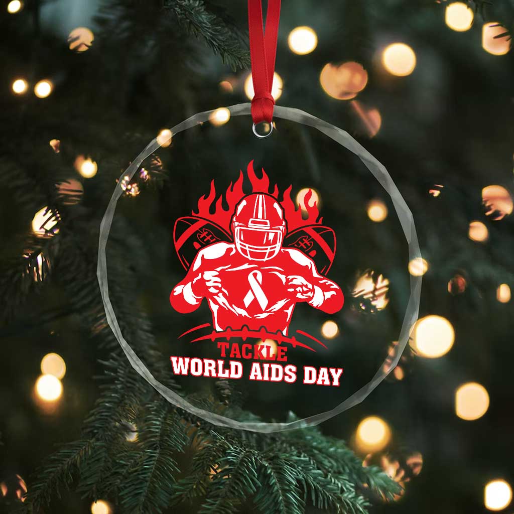 AIDS Awareness Crystal Glass Ornament Ribbon HIV Tackle Football Gift TS12 Print Your Wear