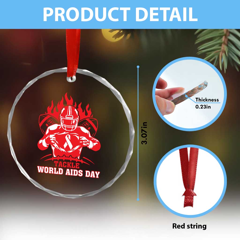 AIDS Awareness Crystal Glass Ornament Ribbon HIV Tackle Football Gift TS12 Print Your Wear