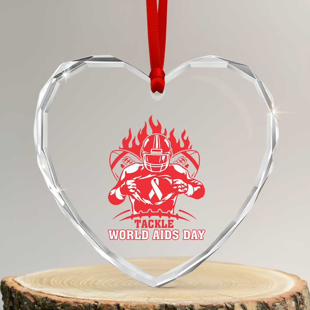 AIDS Awareness Heart Crystal Glass Ornament Ribbon HIV Tackle Football Gift TS12 Transparent Glass 3'' Heart Print Your Wear