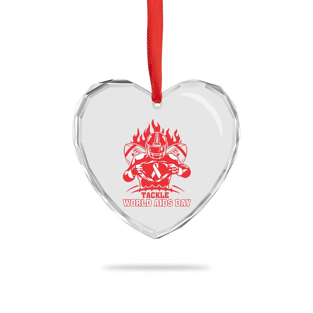 AIDS Awareness Heart Crystal Glass Ornament Ribbon HIV Tackle Football Gift TS12 Print Your Wear