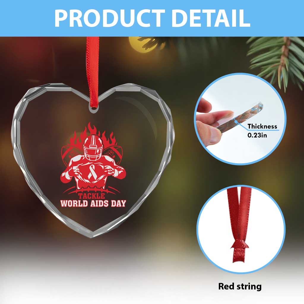 AIDS Awareness Heart Crystal Glass Ornament Ribbon HIV Tackle Football Gift TS12 Print Your Wear