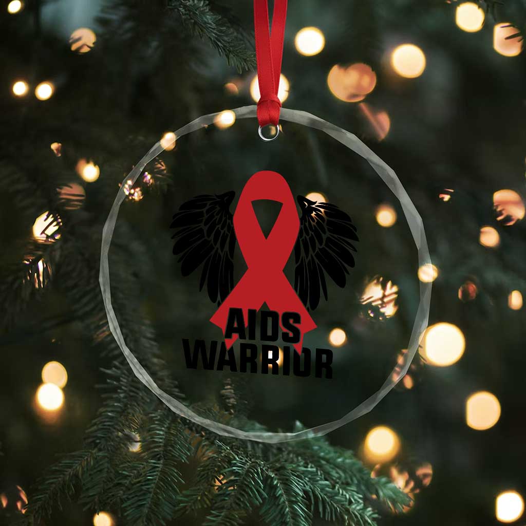 Aids Warrior Crystal Glass Ornament Red Ribbon HIV Awareness Gift TS12 Print Your Wear