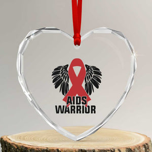 Aids Warrior Heart Crystal Glass Ornament Red Ribbon HIV Awareness Gift TS12 Transparent Glass 3'' Heart Print Your Wear