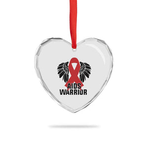 Aids Warrior Heart Crystal Glass Ornament Red Ribbon HIV Awareness Gift TS12 Print Your Wear