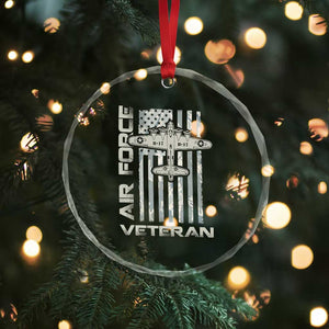 Air Force Veteran Crystal Glass Ornament Vintage Camo USA Flag Veterans TS10 Print Your Wear