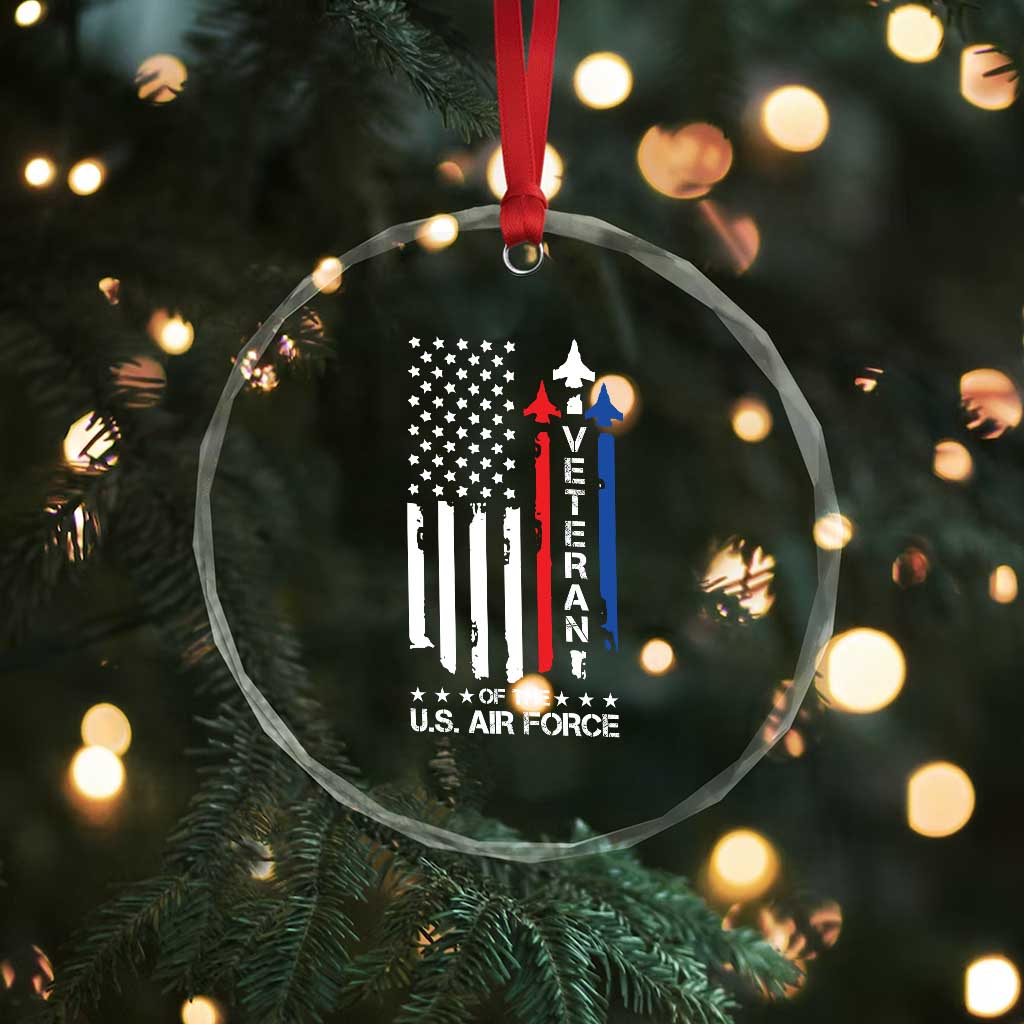 Air Force Veteran Crystal Glass Ornament Vintage US Flag TS10 Print Your Wear