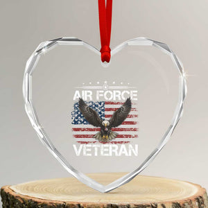 Air Force Veteran Heart Crystal Glass Ornament Bald Eagle Vintage American Flag TS11 Transparent Glass 3'' Heart Print Your Wear