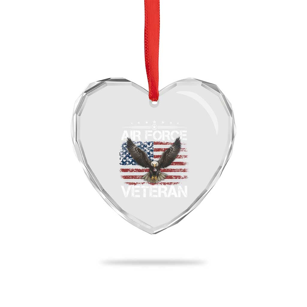 Air Force Veteran Heart Crystal Glass Ornament Bald Eagle Vintage American Flag TS11 Print Your Wear