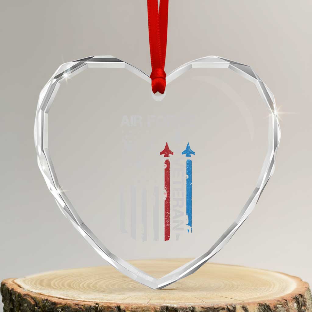 Air Force Veteran Heart Crystal Glass Ornament Distressed American Flag Retired Dad Grandpa TS10 Transparent Glass 3'' Heart Print Your Wear