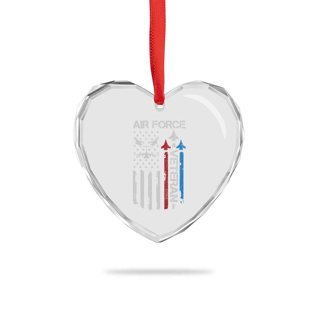 Air Force Veteran Heart Crystal Glass Ornament Distressed American Flag Retired Dad Grandpa TS10 Print Your Wear