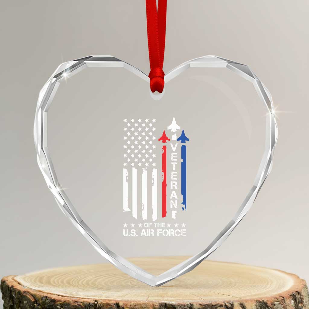 Air Force Veteran Heart Crystal Glass Ornament Vintage US Flag TS10 Transparent Glass 3'' Heart Print Your Wear