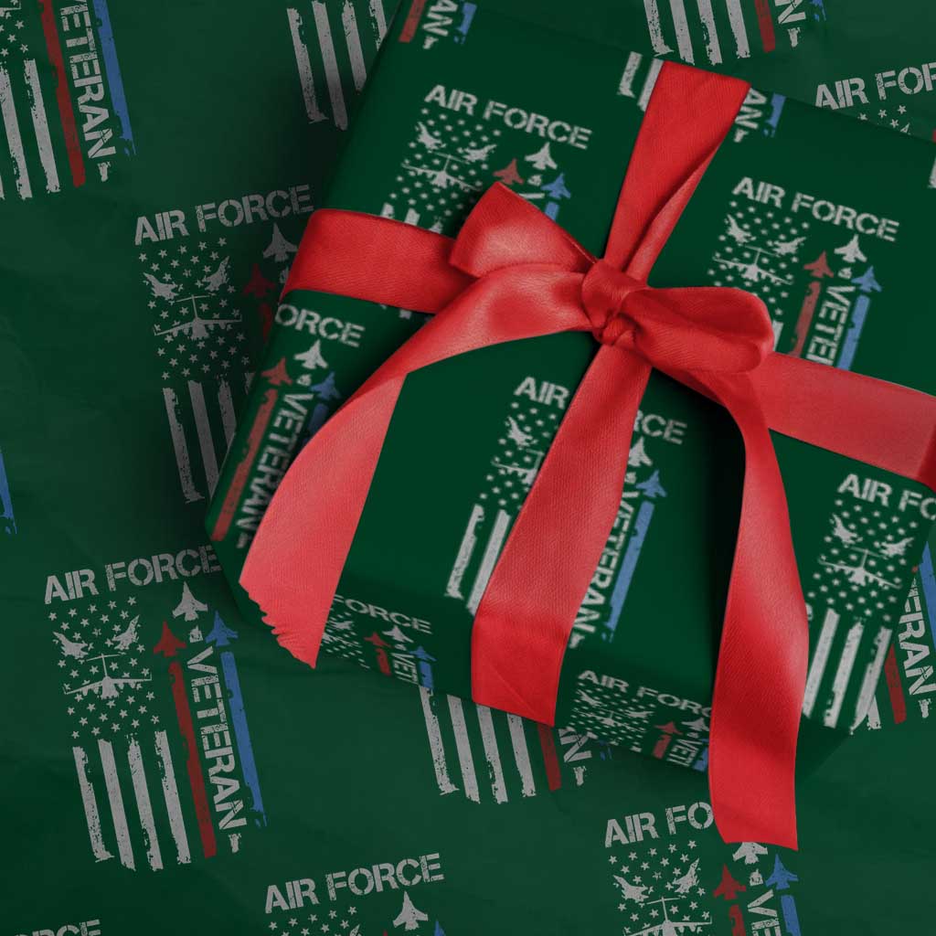 Air Force Veteran Wrapping Paper Roll Distressed American Flag Retired Dad Grandpa TS10 Green Print Your Wear