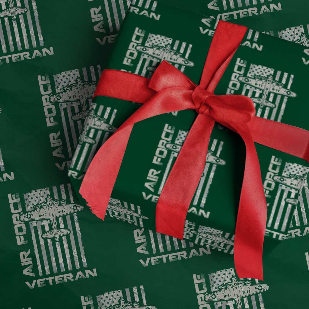 Air Force Veteran Wrapping Paper Roll Vintage Camo USA Flag Veterans TS10 Green Print Your Wear