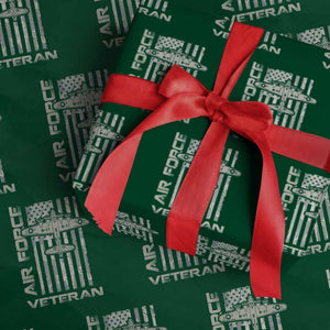 Air Force Veteran Wrapping Paper Roll Vintage Camo USA Flag Veterans TS10 Green Print Your Wear