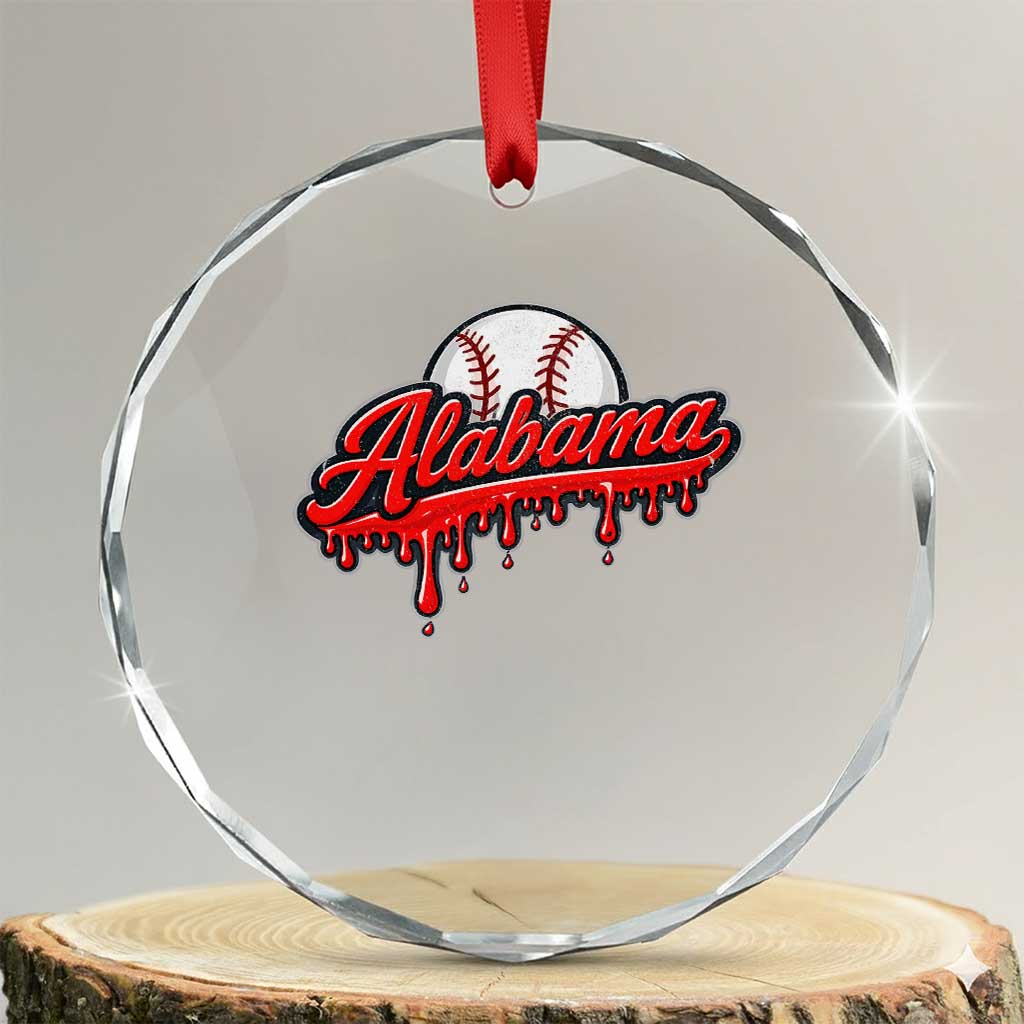 Alabama Baseball Crystal Glass Ornament Bama Sports Team Game Day TS10 Transparent Glass 3'' Circle Print Your Wear