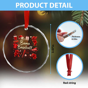Alabama Baseball Crystal Glass Ornament Cute Trendy Bama Fan Game Day Doodle TS10 Print Your Wear