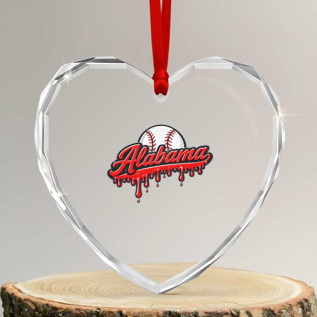 Alabama Baseball Heart Crystal Glass Ornament Bama Sports Team Game Day TS10 Transparent Glass 3'' Heart Print Your Wear