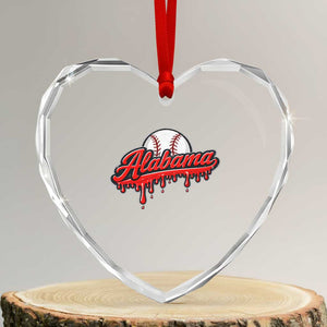 Alabama Baseball Heart Crystal Glass Ornament Bama Sports Team Game Day TS10 Transparent Glass 3'' Heart Print Your Wear