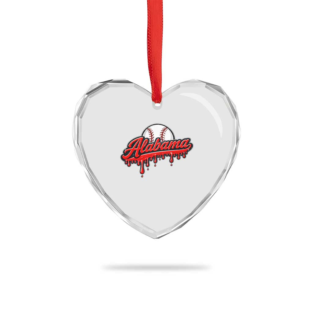 Alabama Baseball Heart Crystal Glass Ornament Bama Sports Team Game Day TS10 Print Your Wear