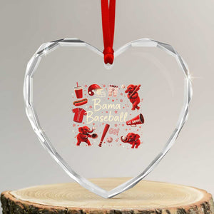Alabama Baseball Heart Crystal Glass Ornament Cute Trendy Bama Fan Game Day Doodle TS10 Transparent Glass 3'' Heart Print Your Wear