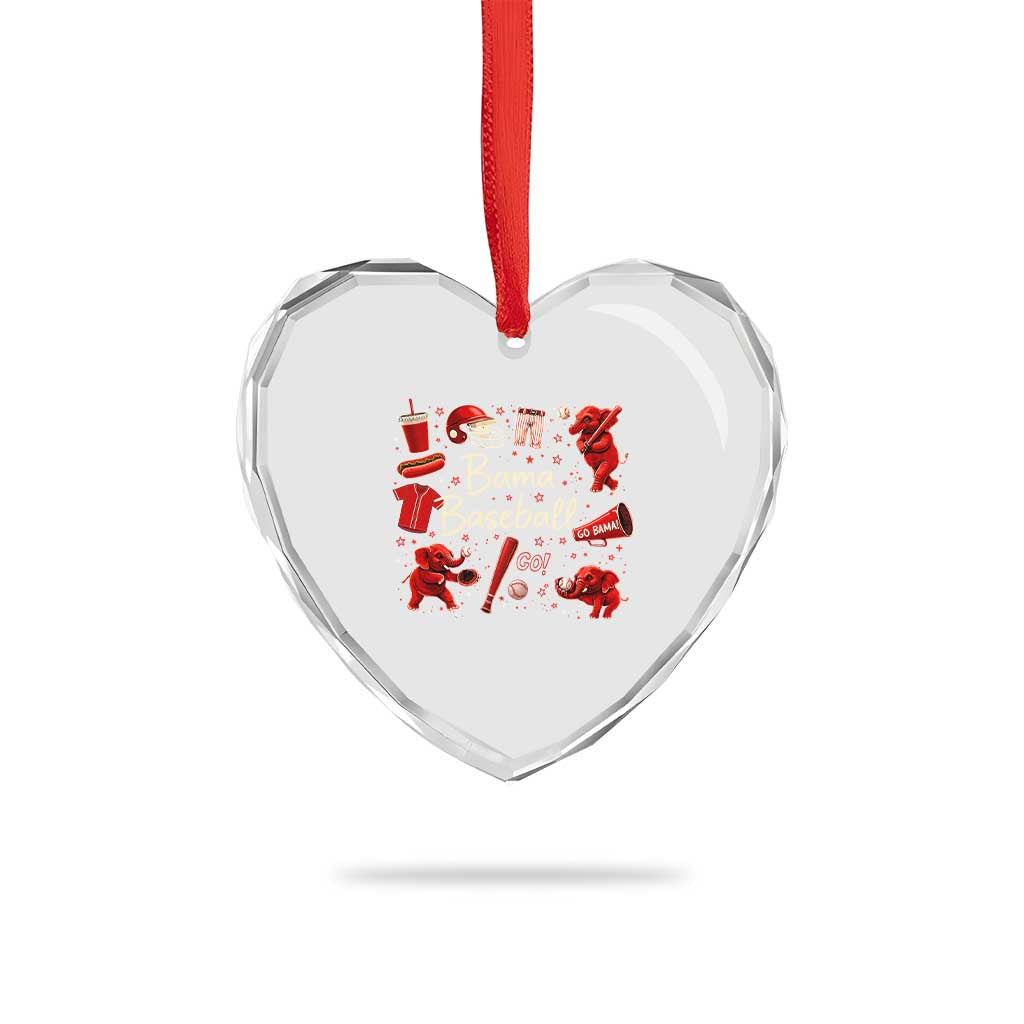 Alabama Baseball Heart Crystal Glass Ornament Cute Trendy Bama Fan Game Day Doodle TS10 Print Your Wear