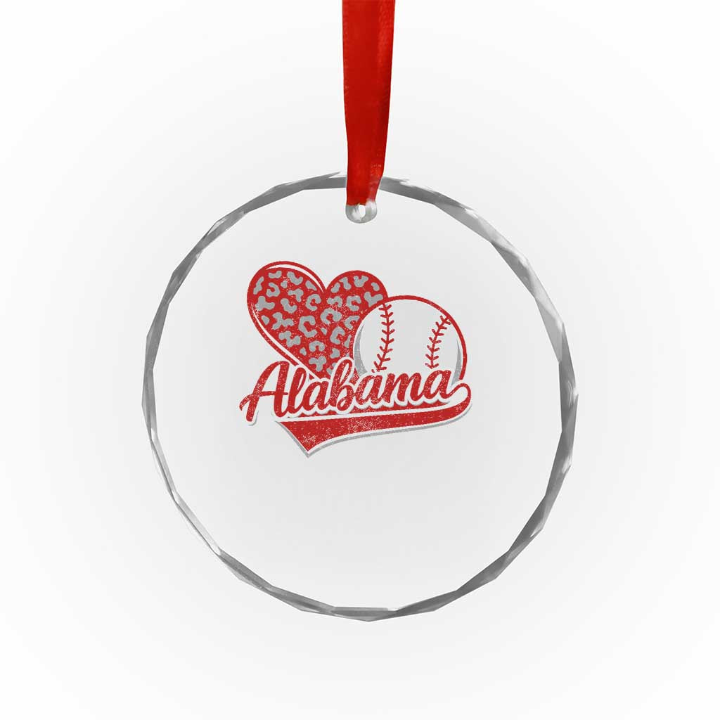 Alabama Fan Crystal Glass Ornament AL Baseball Heart Graphic Sports Style 80s 90s TS10 Print Your Wear